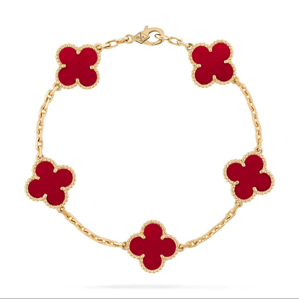 Van Cleef & Arpels vintage alhambra bracelet 5 motifs yellow gold.